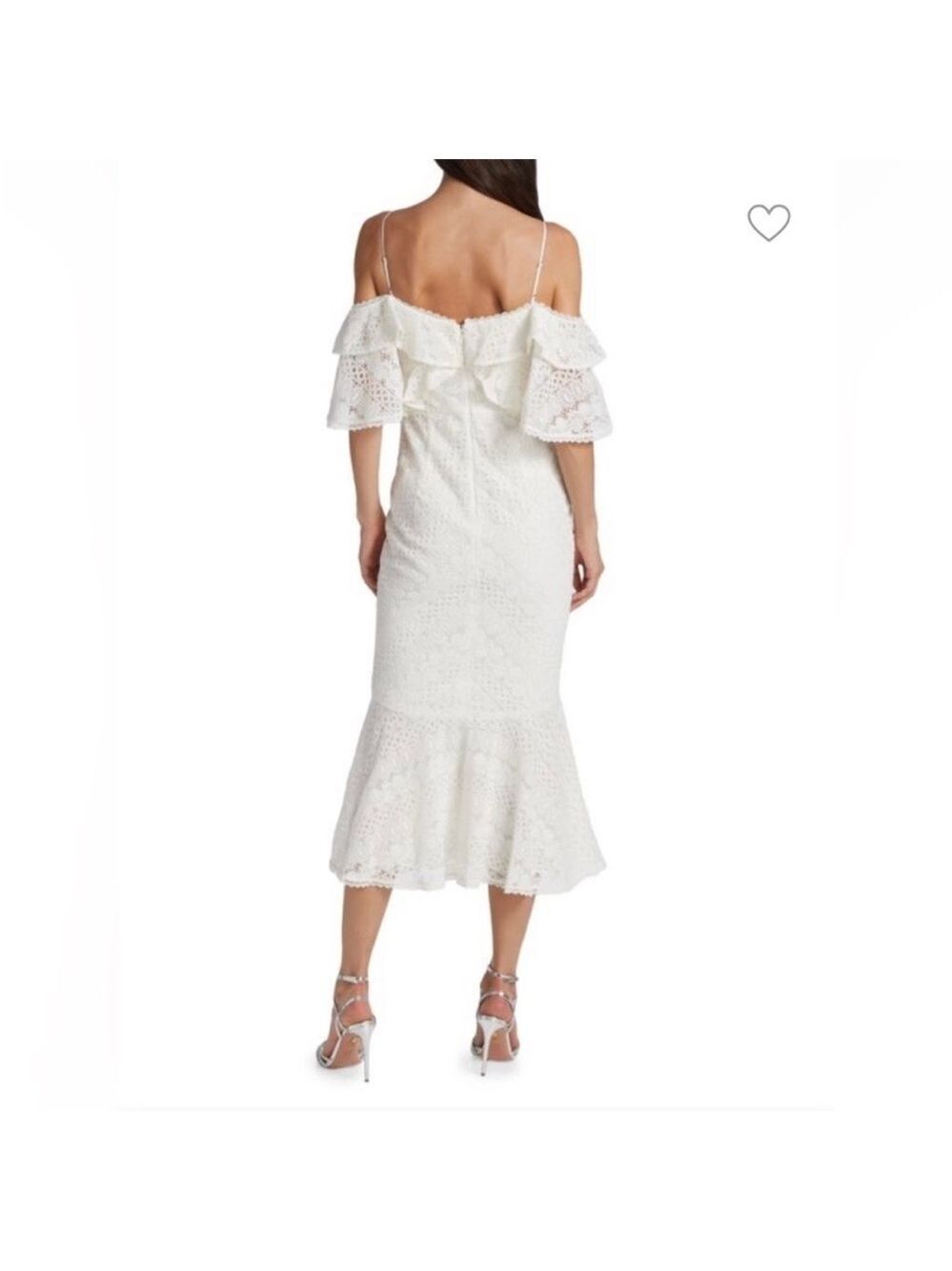 NWT Theia Margot Cold-Shoulder Lace White Dress, Size 4 - Picture 3 of 14